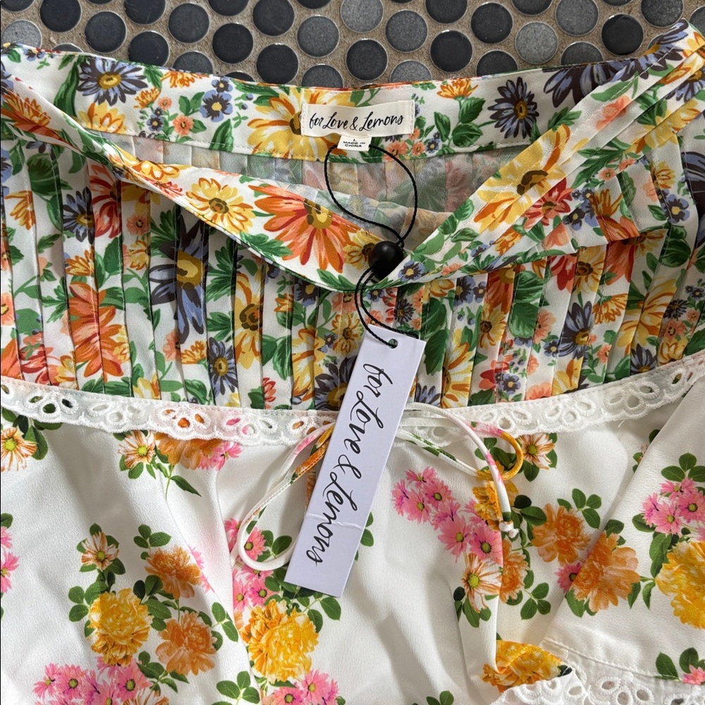 For Love And Lemons Floral Skirt with Lace Detail - Picture 2 of 2